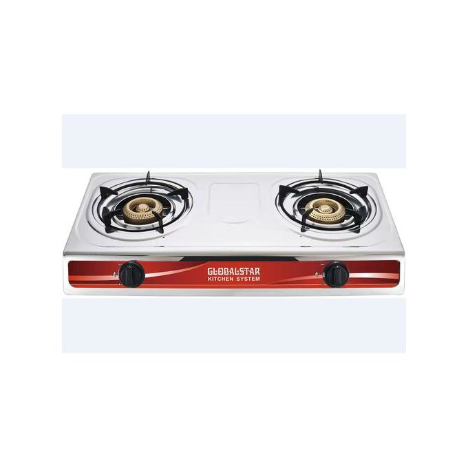 Global Star Double Burner Gas Stove Stainless Steel - White view 3