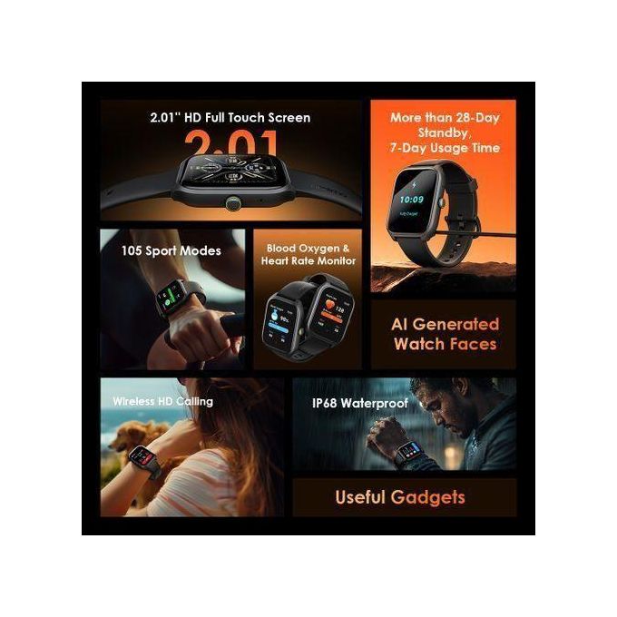 Oraimo Watch 5 Lite Smart Watch 2.01" HD IP68 Wireless HD Calling thumbnail 3