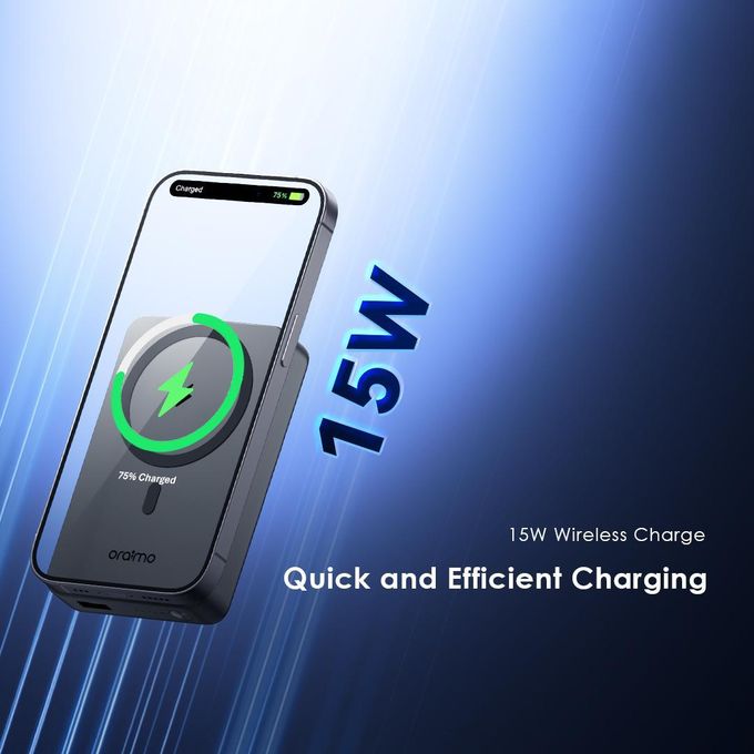 Oraimo MagPower 15 Power Bank 10000mAh Wireless Strong Magnetic Attachment - Black thumbnail 3