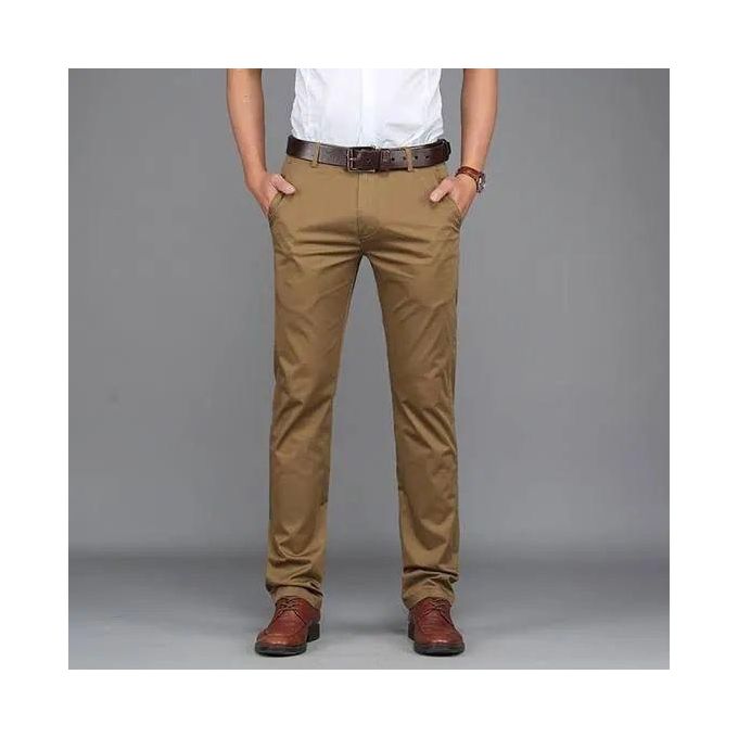 2 Pack of Men's Khaki Stretcher Trousers - Navy & Khaki view 3