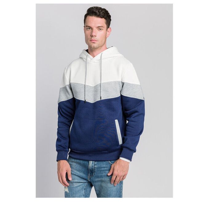 Mens Sport Outdoor Cotton Long Sleeve Hoodies Sportwear Warm Sweatshirts White thumbnail 2