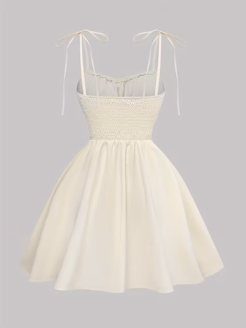 Vintage-Inspired Strapless Corset Dress - Sleeveless Polyester A-Line Skirt with Ruched Bust and Tie-Back Detail, Perfect for Spring/Summer, Adult, Spring/Summer Attire|Ruched Bust Detail|Polyester Fabric thumbnail 2