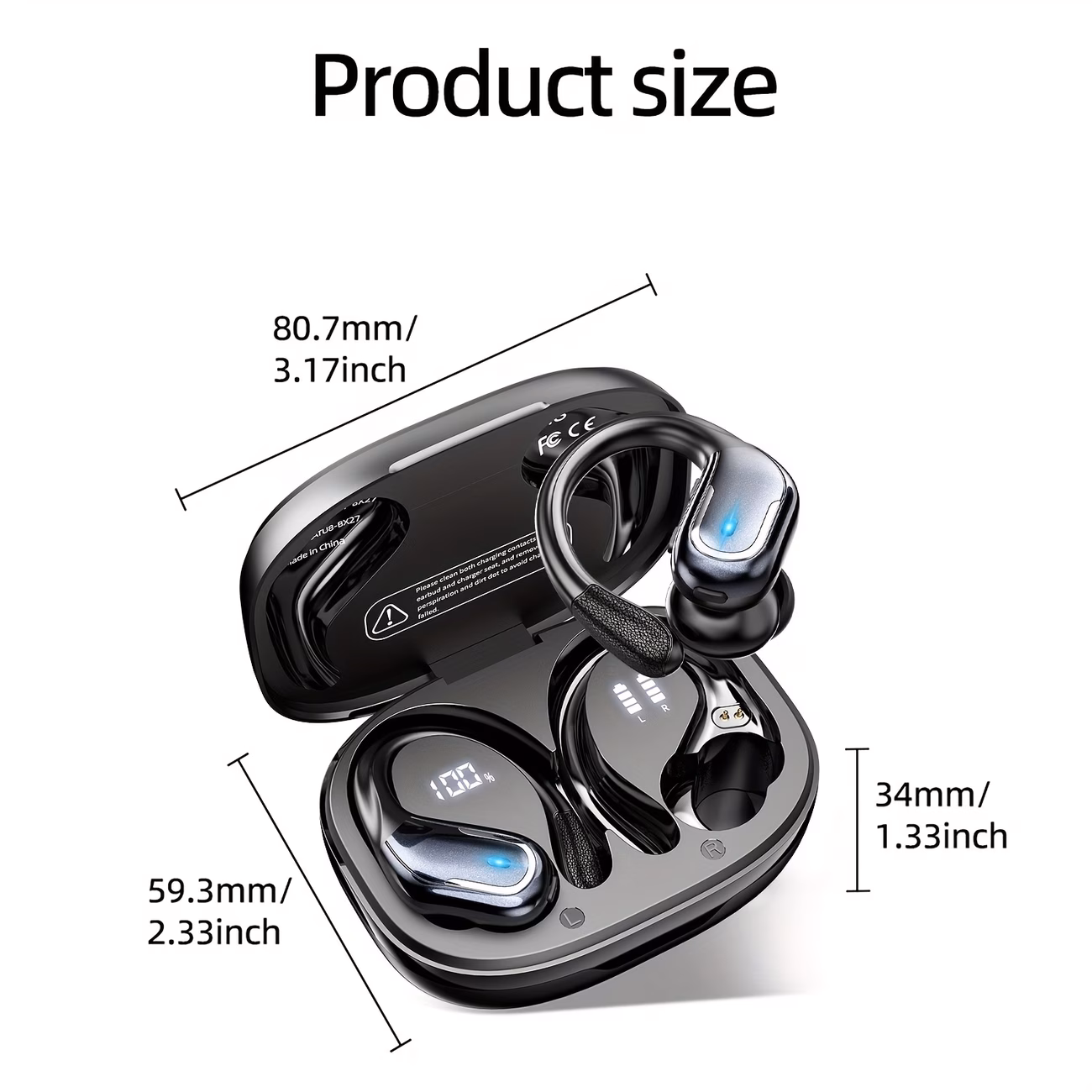 LIFEBEE Wireless Sport Earbuds with Mic | In-Ear Headphones with LED Display, Mini Charging Case, No Jack, Type-C Port Charging, Battery Capacity, Plastic Material - 10000
