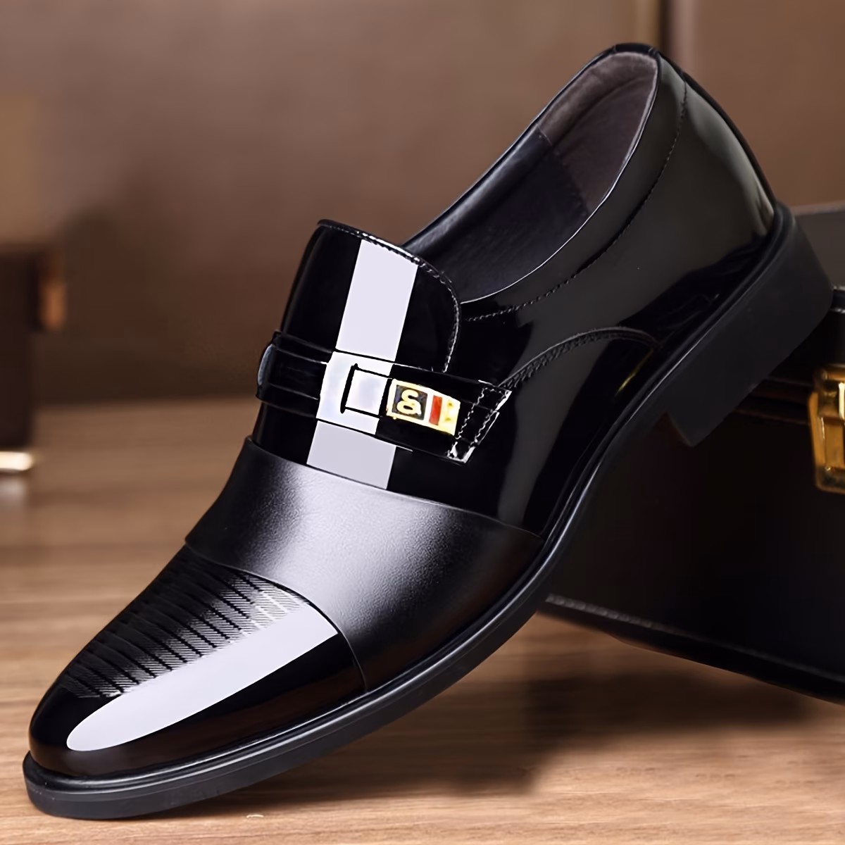 Men's Dress Shoes, Dad Shoes, Men's Elegant Footwear, Business Dress Shoes, Loafers, Shoes for Middle-Aged and Elderly Men, Casual Men's Shoes, Genuine Men's Gift Wedding Shoes, Men's Social Shoes, Men's Black Shoes - view 1 (Black) UK 6