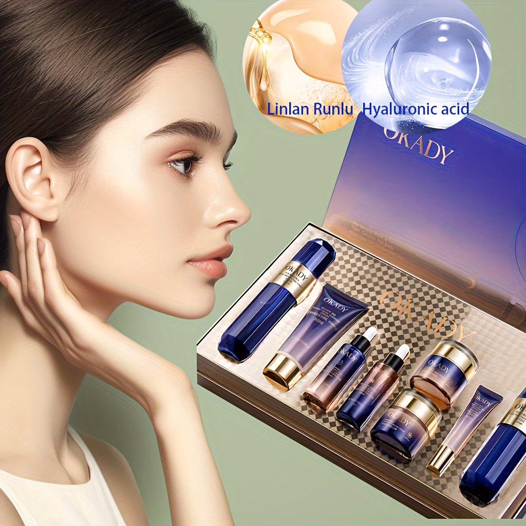 Hydrating Facial Care Set Valentine's Day Gift - 8pcs Moisturizing Skincare Collection for All Skin Types with Hyaluronic Acid & Glycerin, Hypoallergenic Formula Can Be Used Day or Night thumbnail 2 (Rose)