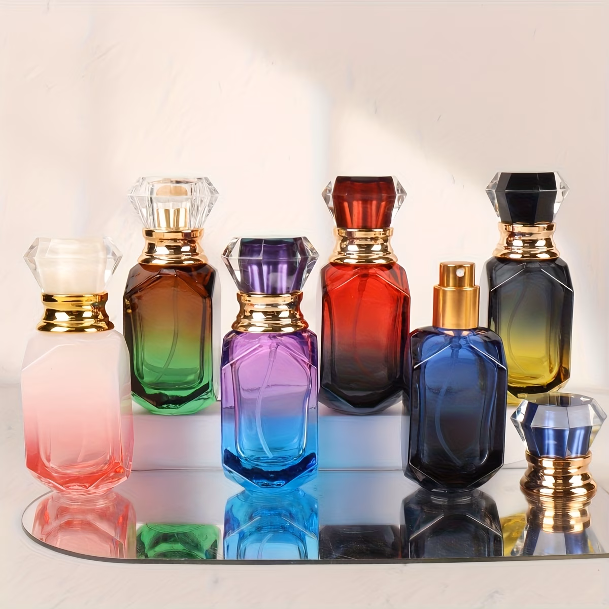 Perfume Spray Bottles, Random Gradient Colors, High-End Refillable Glass Empty Bottles, Luxury Press-Type Large Capacity Spray Bottles - view 1 (Rose)