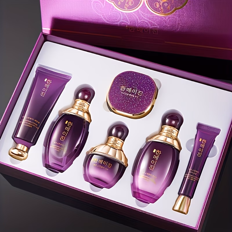 6pcs-Hanmj Skin Purple Reishi Moisturizing Beauty Set Box And Moisturizing Beauty Skin Care Set Box Suitable for Facial Skin Care Gifts for Mothers And Girlfriends Mother'S Day Gift - view 1 (Rose)