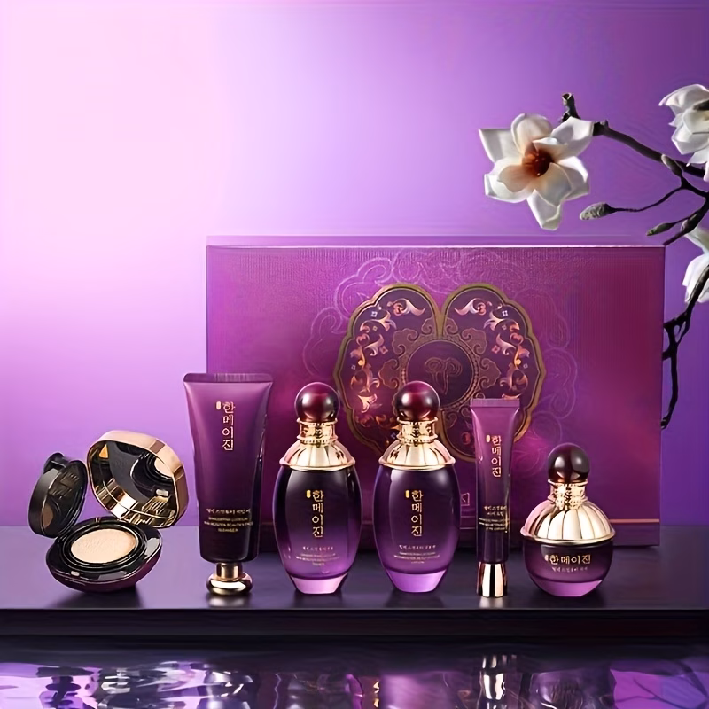 6pcs-Hanmj Skin Purple Reishi Moisturizing Beauty Set Box And Moisturizing Beauty Skin Care Set Box Suitable for Facial Skin Care Gifts for Mothers And Girlfriends Mother'S Day Gift thumbnail 2 (Rose)