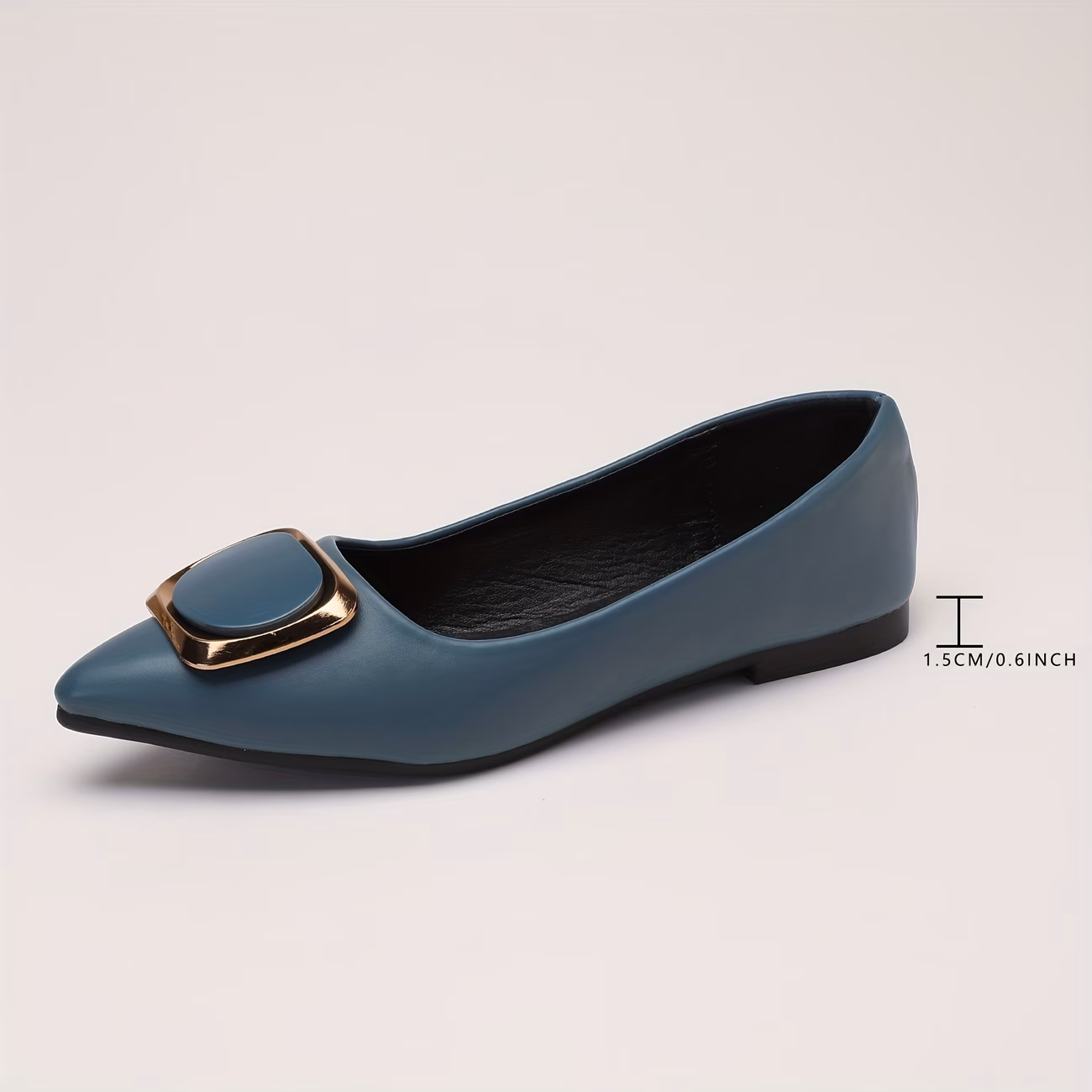 Pointed Toe Chunky Heel Women's Flat Shoes, 2023 Summer New Style, Versatile Mid-Heel Shallow Mouth Loafer Shoes, Internet-Famous Flat Shoes, Ladies' Shoes, Sizes 41-48, Women Shoes thumbnail 3 (Black) UK 6