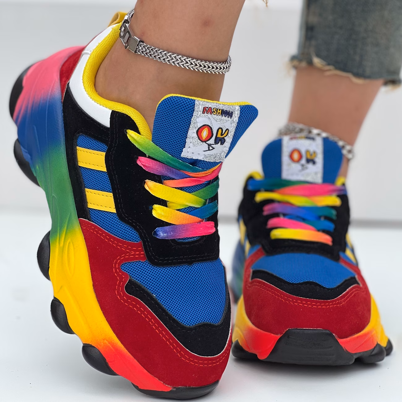 Popular Colorful Casual Sneakers, Women Shoes - view 1 (Black) UK 6