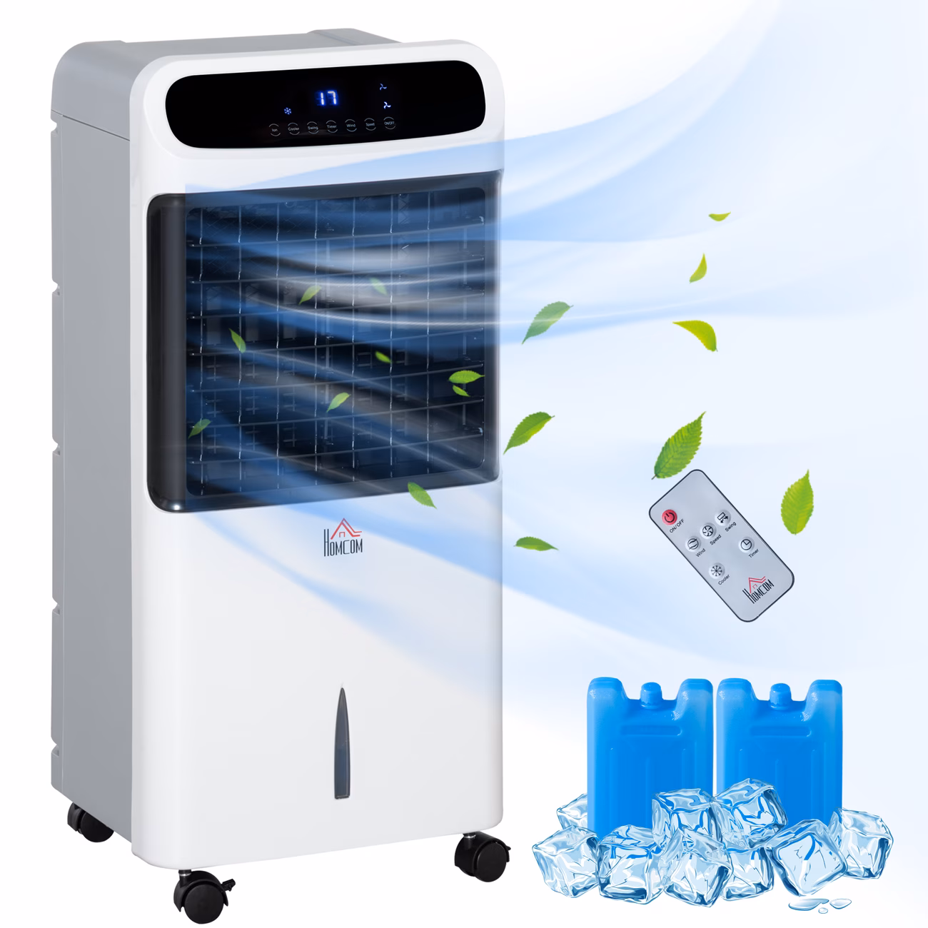 Mobile Air Cooler, 12L Tank Evaporative Ice Cooling Fan Water Conditioner Humidifier Unit with 3 Modes, 3 Speed, Remote, Timer, Oscillating for Home Bedroom - view 1 (Silver)