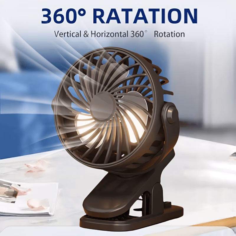 USB Clip-on Mini Fan, Three-Speed Adjustable, Durable Design, Portable Handheld, Suitable for Home, Office, Car Seat, Outdoor Camping, Black - view 1 (Silver)