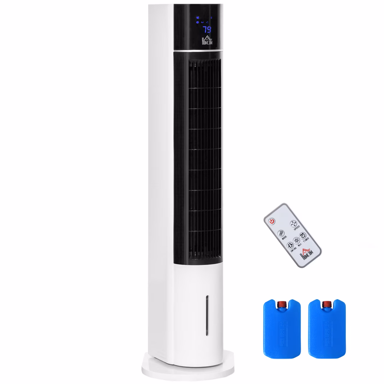 Portable Air Cooler, 3L Tank Evaporative Ice Cooling Tower Fan with 3 Modes, 3 Speeds, Remote, Timer, 60 Oscillating, Portable Swamp Cooler for Home Bedroom, White thumbnail 2 (Silver)