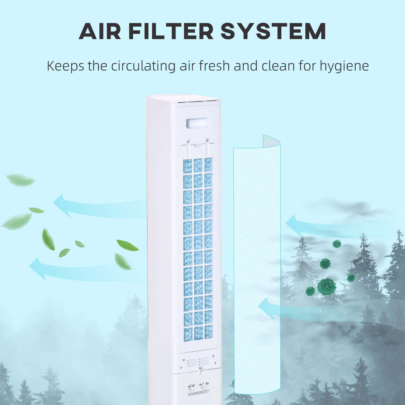 Portable Air Cooler, 3L Tank Evaporative Ice Cooling Tower Fan with 3 Modes, 3 Speeds, Remote, Timer, 60 Oscillating, Portable Swamp Cooler for Home Bedroom, White thumbnail 3 (Silver)