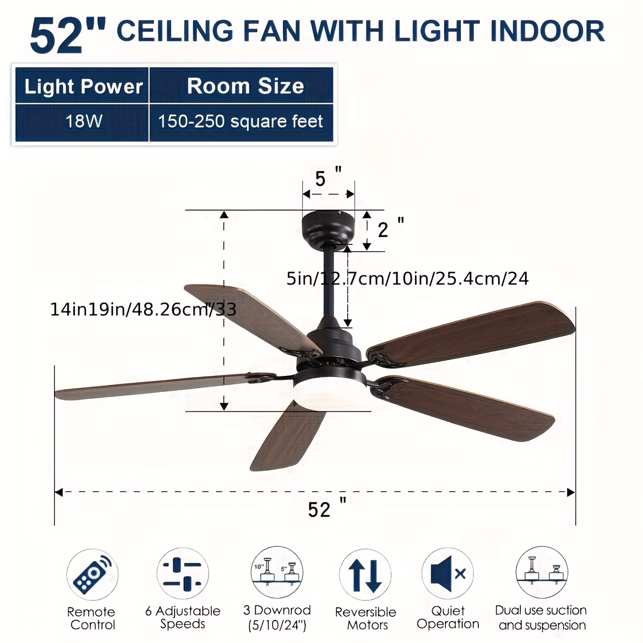 Sofucor 1pc 132Cm Ceiling Fan Featuring Lights And Remote Control, with 6 Speed Settings, 3 Color Options, And a 3-Timer Function. This Low-Profile, Noiseless Reversible DC Motor Ceiling Fan Is Suitable for Bedrooms And Living Rooms - view 1 (Silver)