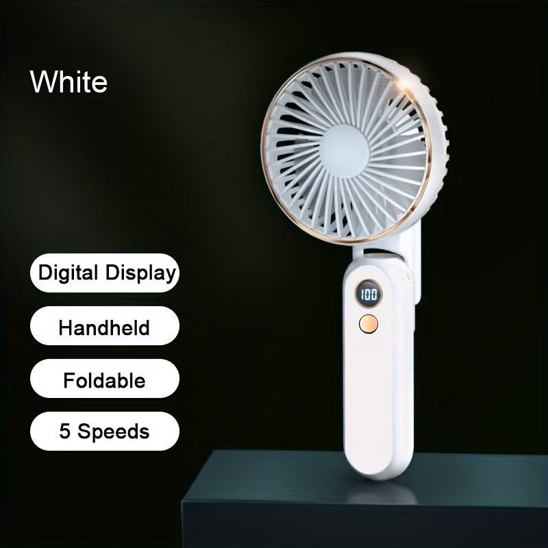 New Portable Handheld Fan Foldable Quiet Brushless Motor Long life 5 Strong Speed Wind Power Rechargeable Personal Small Fan with 2000mAh Power Bank Function - view 1 (Silver)