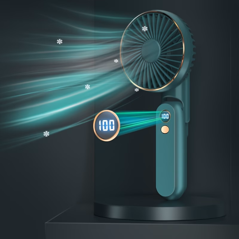 New Portable Handheld Fan Foldable Quiet Brushless Motor Long life 5 Strong Speed Wind Power Rechargeable Personal Small Fan with 2000mAh Power Bank Function thumbnail 2 (Silver)