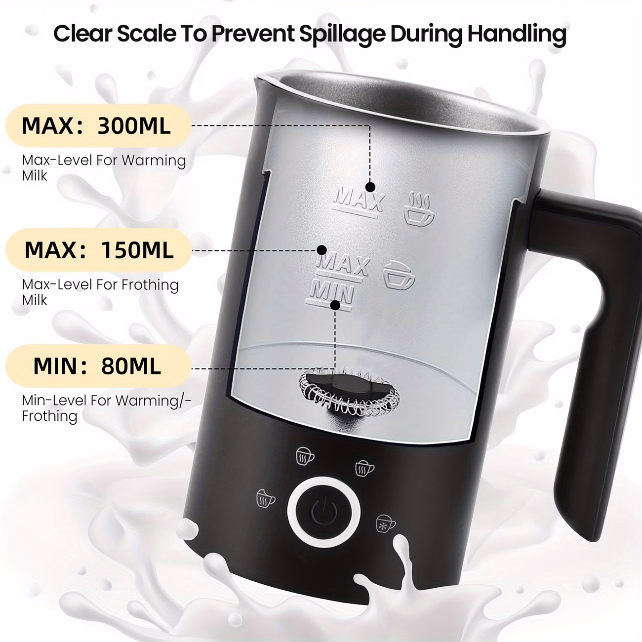 SUPERLEX Electric Automatic Milk Frother with 4 Functions, a Milk Steamer And Heater for Hot Or Cold Chocolate, Latte, Cappuccino, And Macchiato thumbnail 3 (Silver)