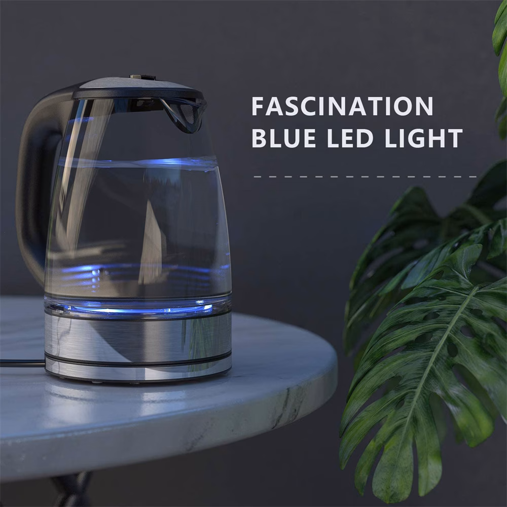 DEVISIB Electric Glass Kettle, 2200W Fast Boiling, 2.0L, Temperature Control, 4-Hour Keep Warm, Auto Shut-Off & Boil-Dry Protection, Matte Black, British Plug, Ideal for Coffee, Tea & Hot Water, Safe and Efficient Water Heater & Teapot, 220V-240V - view 1 (Silver)