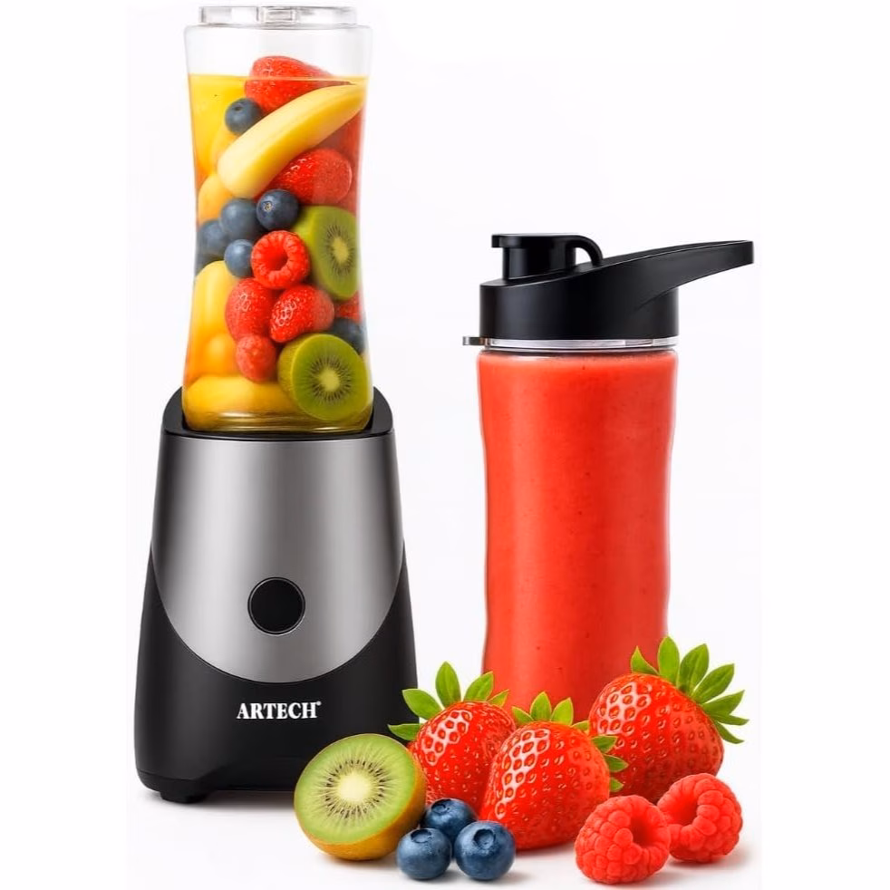Trendi Personal Blender 300W – Portable Smoothie Maker with 2×600ml Bottles | One-Touch Mini Blender for Shakes, Juices & Protein | Compact Travel Design with Stainless Steel Blades - view 1 (Silver)