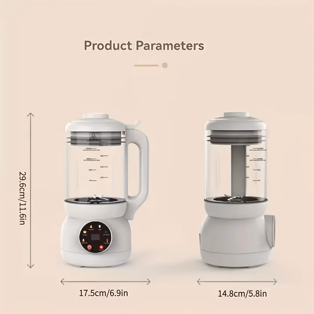 Touch Control Soy Milk Maker Multifunctional Food Processor Fully Automatic Cleaning Blender Can Make Hot and Cold Drinks thumbnail 2 (Silver)