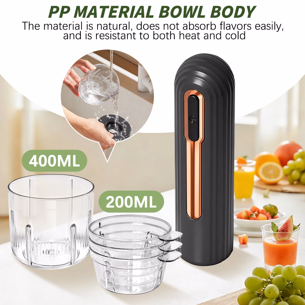 4-in-1 Hand Blender, Cordless Food Processor & Blender Set | USB Rechargeable, 4 Bowls Included – Mini Food Chopper for Smoothies, Baby Food & Sauces, Simple Operation for Small Kitchens.Great Value for Quick Meal Prep & Healthy Eating thumbnail 3 (Silver)